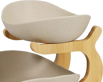 Ceramic Fruit Plate with Bamboo Frame,