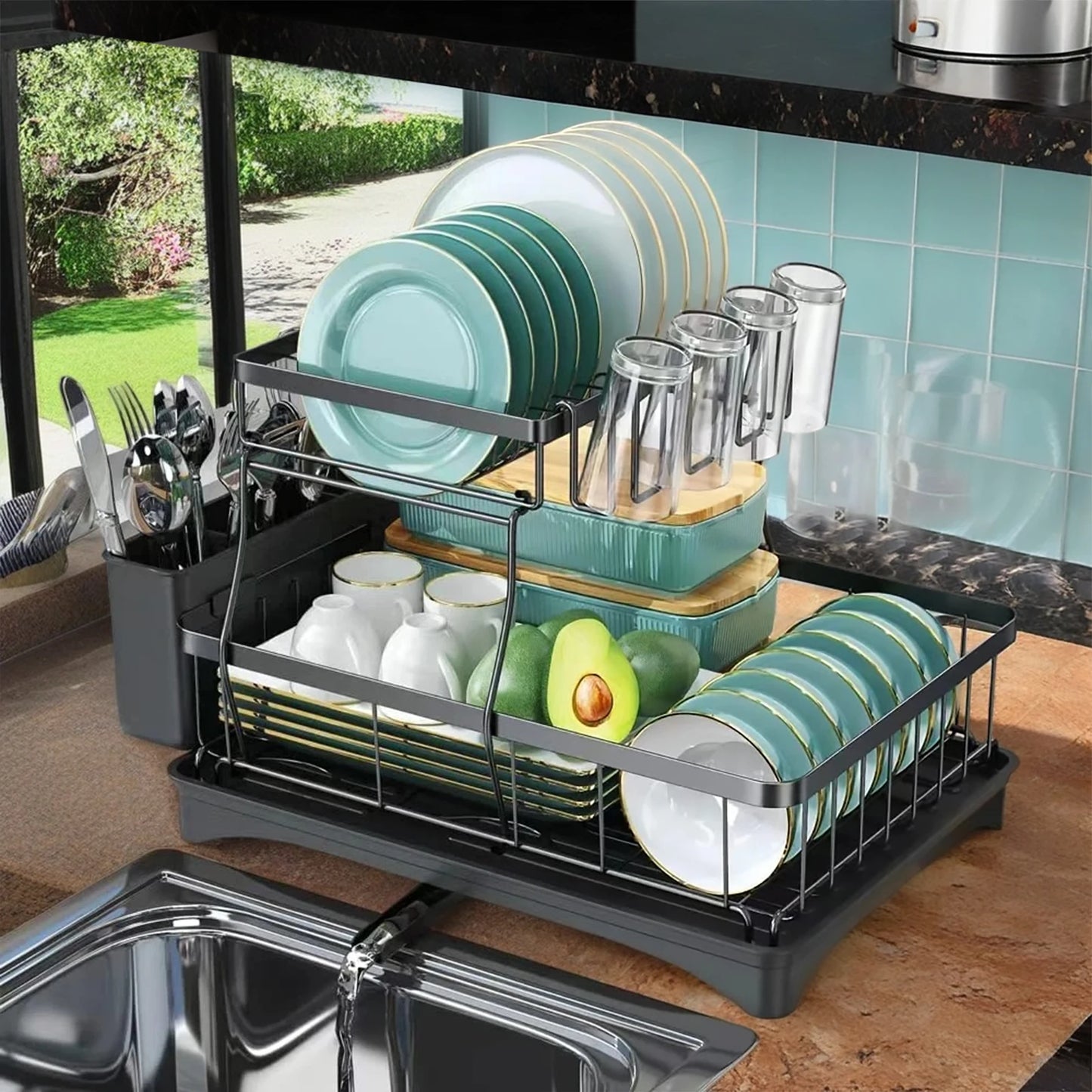 Large 2-tier dish drying rack f