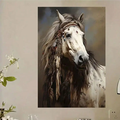 Framed Rustic War Horse Canvas