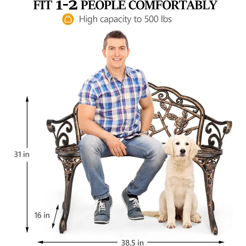 Outdoor Metal Rose Bench