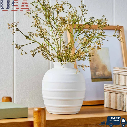 Textured Ribbed Ceramic Vase