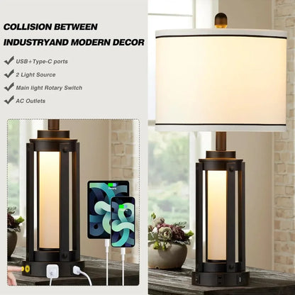 25" Modern Table Lamps Set Of 2