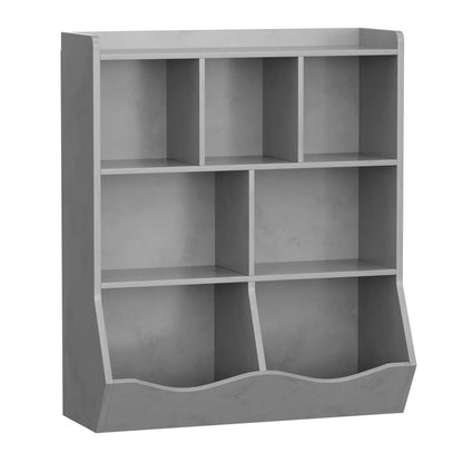 Kids 3-Tier Toy Storage Organizer Bookshelf White- 7 Compartment Bookshelf & Toy Shelf for Kids' Room, Bedroom