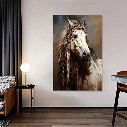 Framed Rustic War Horse Canvas