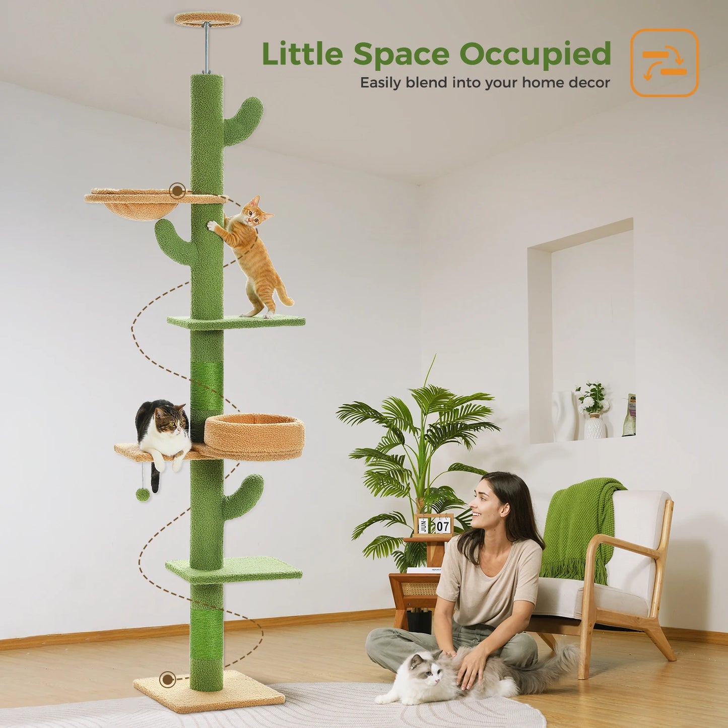 Adjustable Height Cactus Cat Tree Indoor