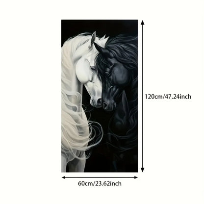 Black horse canvas wall art with 1.5 inch solid wood frame