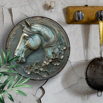 Funny Smiling Horse 2D Round Aluminum Sign