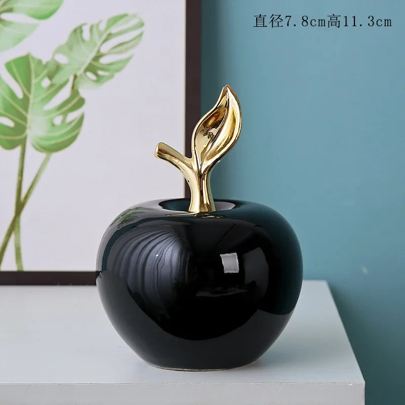 Creative Apple Decorative Items Gilded Ceramic Fruit Craft Living Room Office Desk Apple Sculpture Decorative Items Home Decor