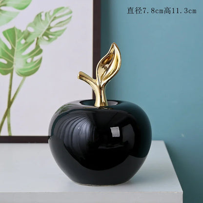 Creative Apple Decorative Items Gilded Ceramic Fruit Craft Living Room Office Desk Apple Sculpture Decorative Items Home Decor
