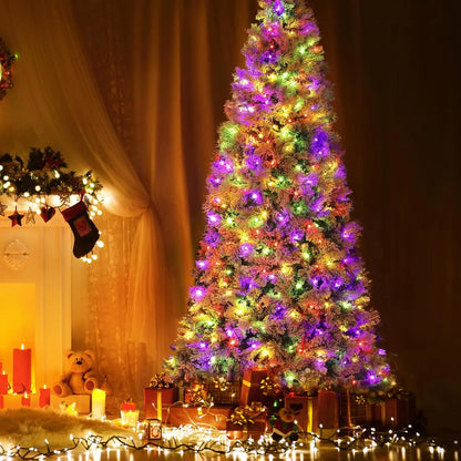 7.5 FT Prelit Snow Flocked Artificial Christmas Tree