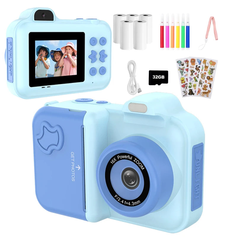 Kids Instant Print Camera Mini Digital Photo Camera Photograph Video Record Camera Toys Birthday Gifts For Children