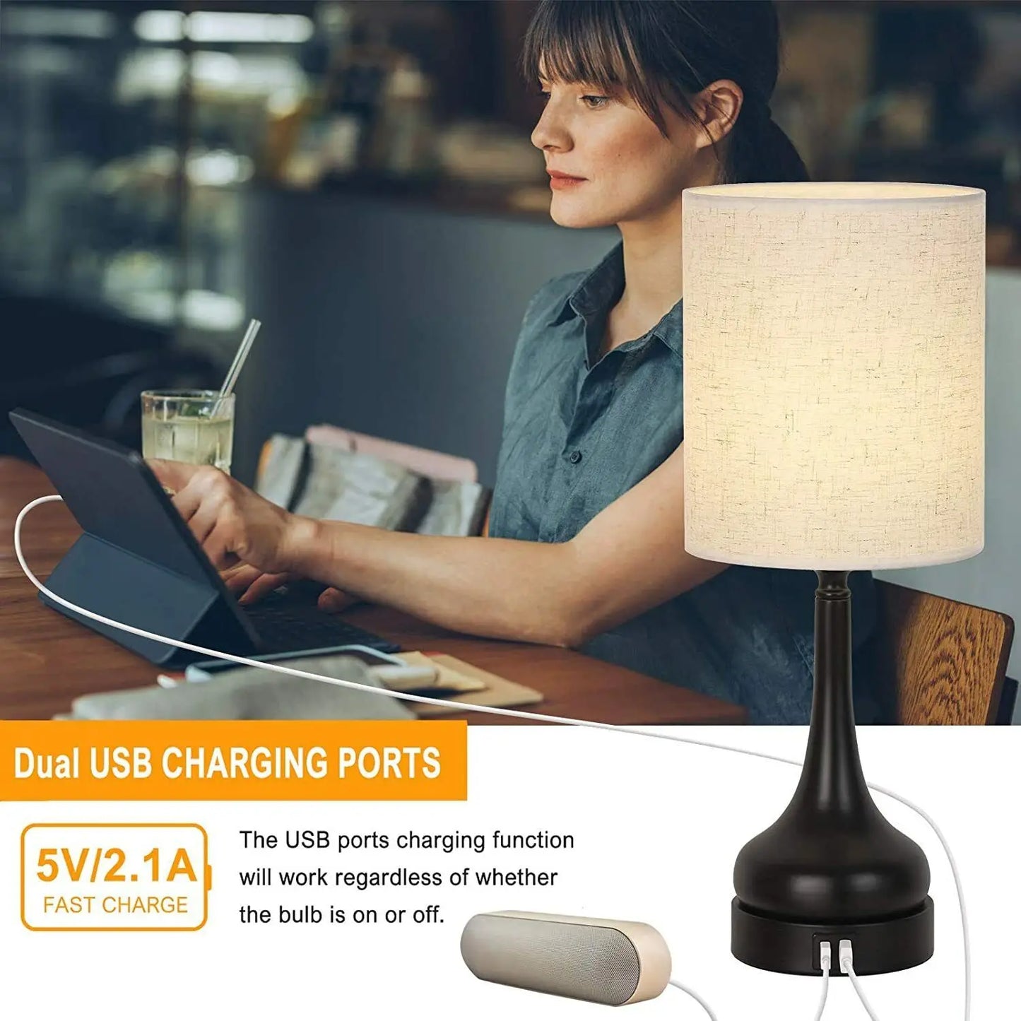 Lamp Set of 2 Table Lamps with Touch Control