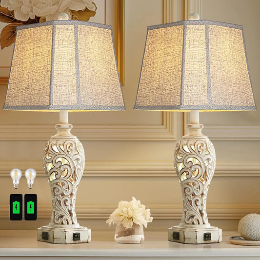 Farmhouse Table Lamps Set of 2