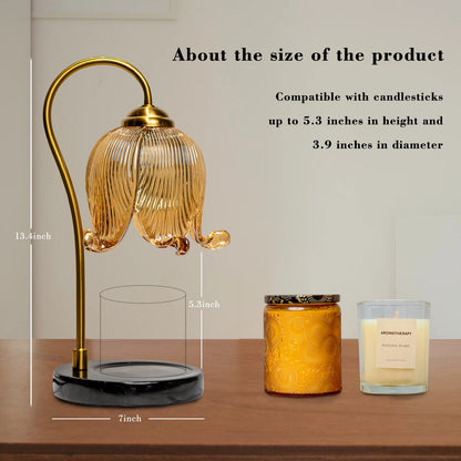 Tulip Flower Warm Candle Lamp French Retro Bedroom Bedside Lamp Fireless Fragrance Atmosphere Table Lamp