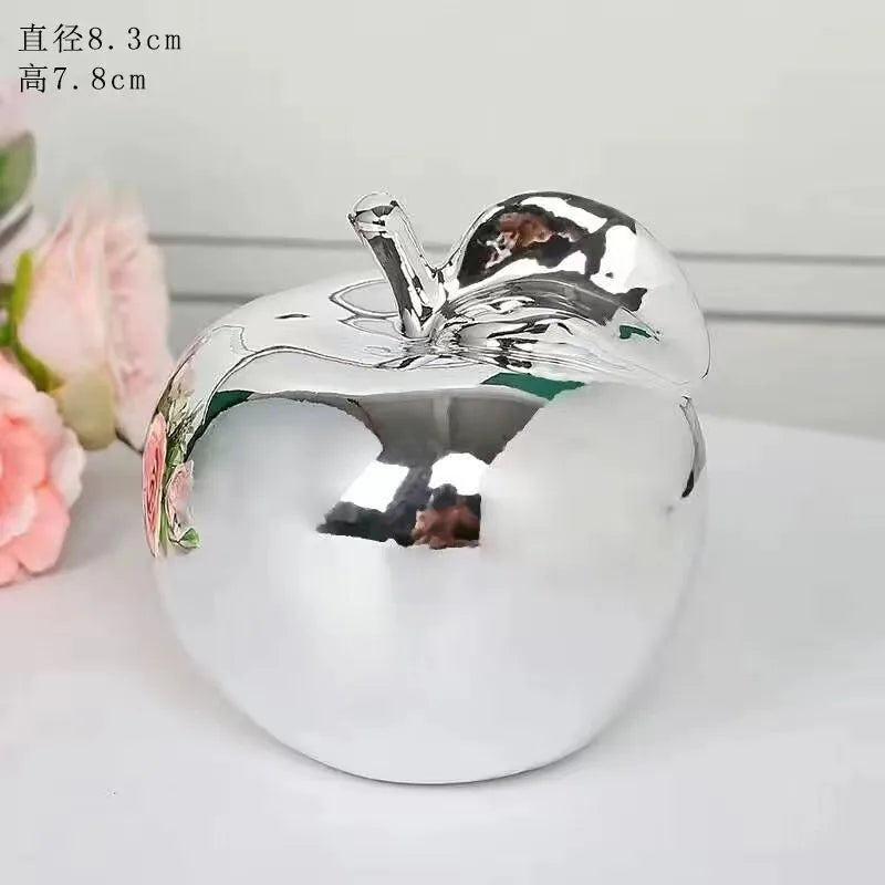 Creative Apple Decorative Items Gilded Ceramic Fruit Craft Living Room Office Desk Apple Sculpture Decorative Items Home Decor