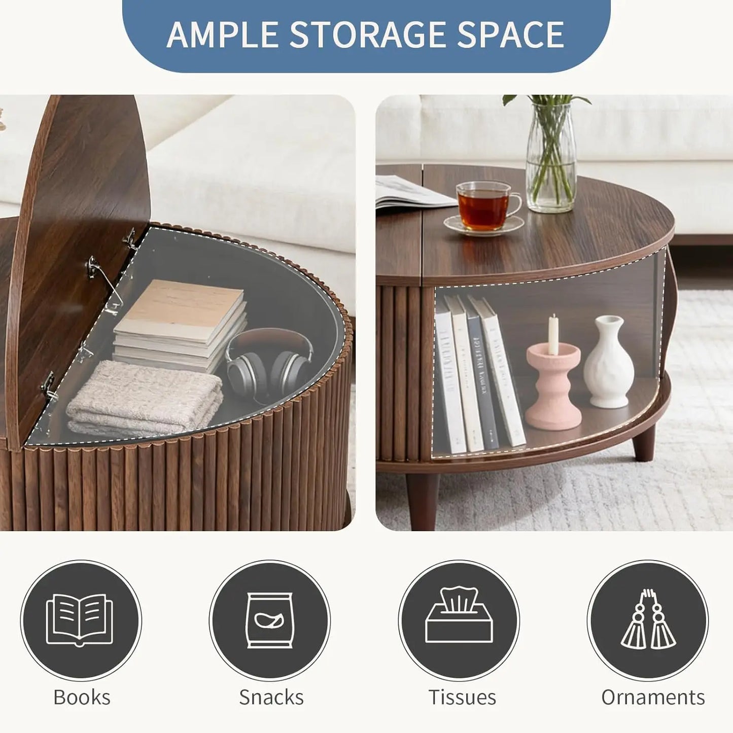 Round Coffee Table with Storage