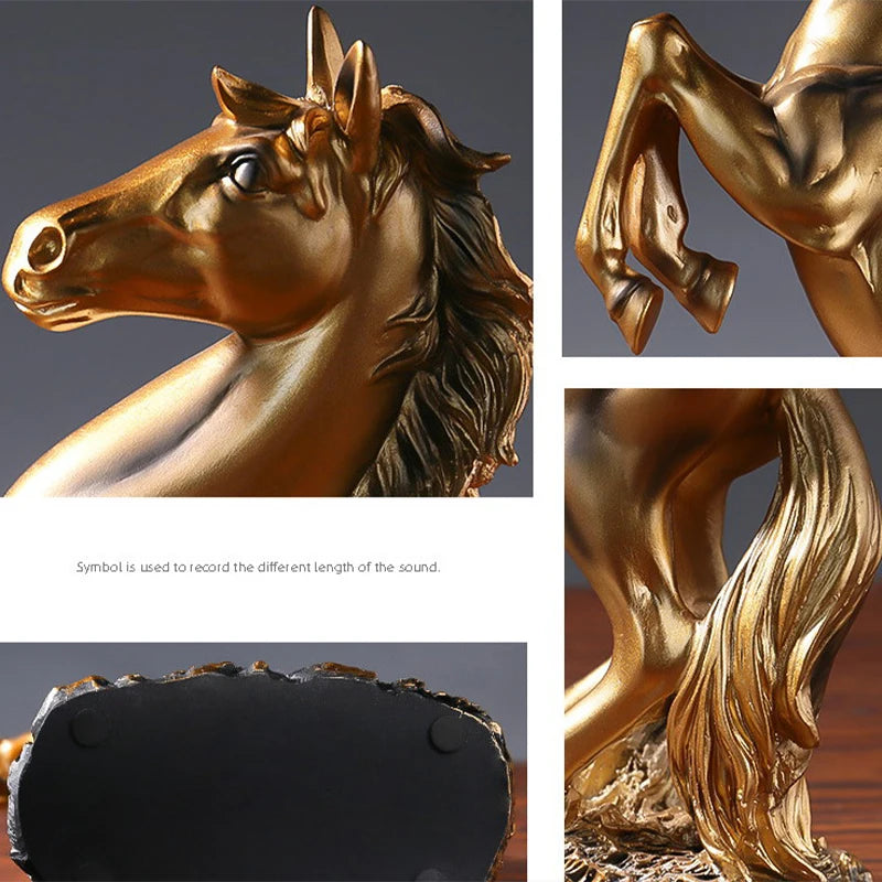 Resin Statue Golden White Black Horse Figure Nordic Abstract Ornaments Figurines For Interior Sculpture Room Home Decor