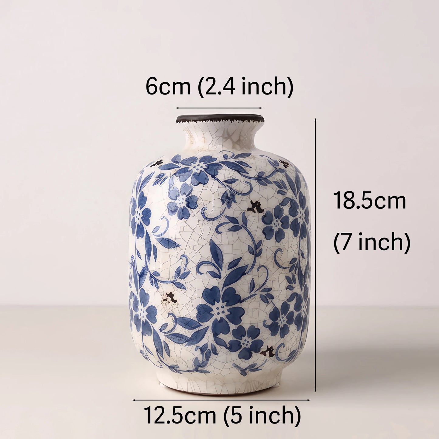 Vintage Ice Crackle Blue Flower Vase