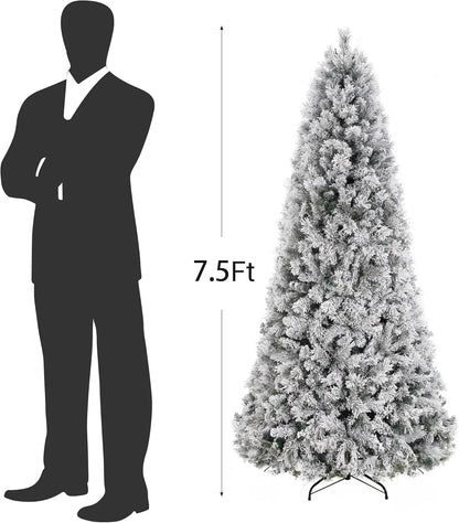 7.5 FT Prelit Snow Flocked Artificial Christmas Tree