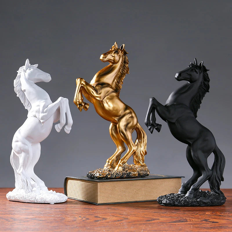 Resin Statue Golden White Black Horse Figure Nordic Abstract Ornaments Figurines For Interior Sculpture Room Home Decor