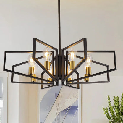 Modern 8-Light Geometric Chandelier