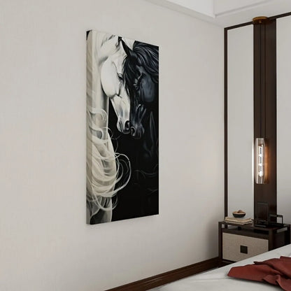 Black horse canvas wall art with 1.5 inch solid wood frame