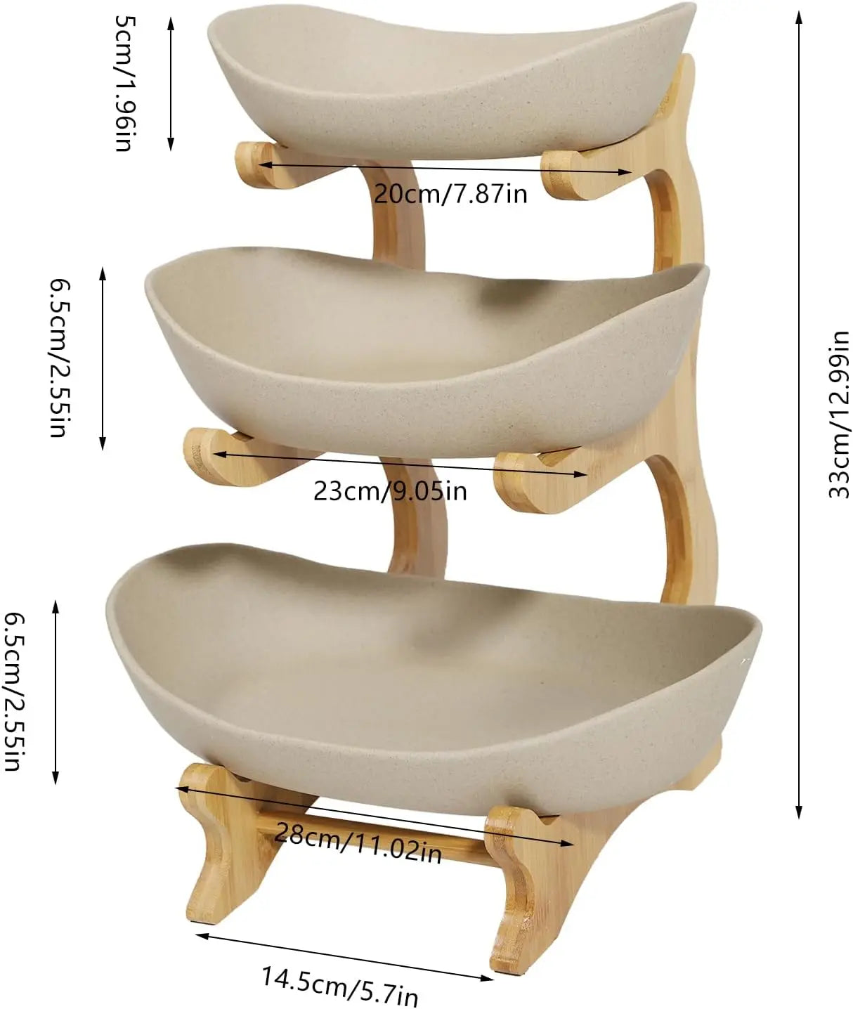 Ceramic Fruit Plate with Bamboo Frame,