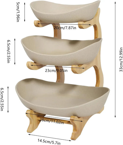 Ceramic Fruit Plate with Bamboo Frame,