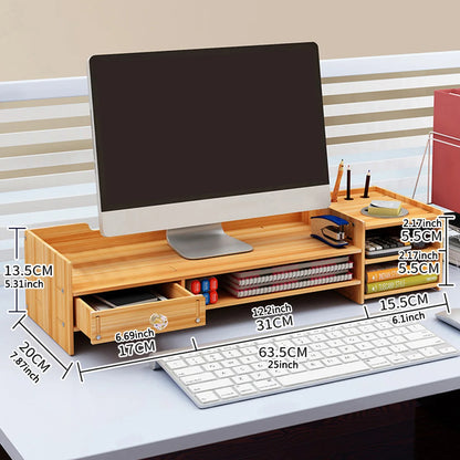 Wood Computer Monitor Stand Riser With Drawer Ergonomic Height Monitor Stand for Laptop Office Desk Accessories Computer Holder