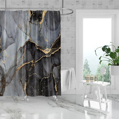 Black Marble Shower Curtain