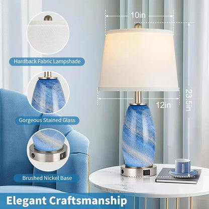 Blue Lamps Set Of 2