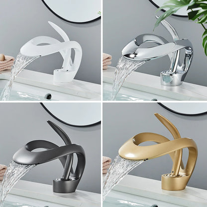 Modern Style Deck Mounted Brass Waterfall Faucet