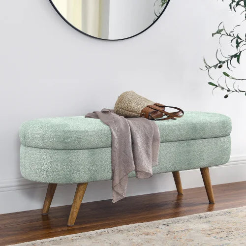 43.8" Boucle Storage Ottoman Bench