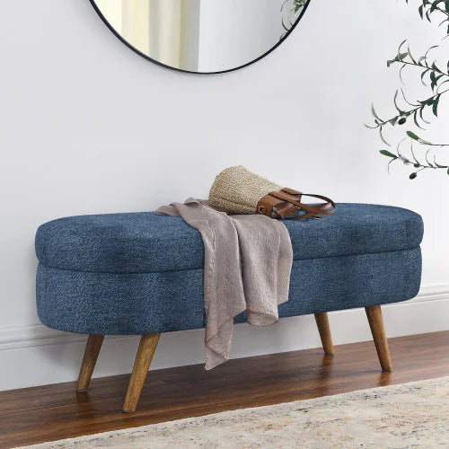 43.8" Boucle Storage Ottoman Bench