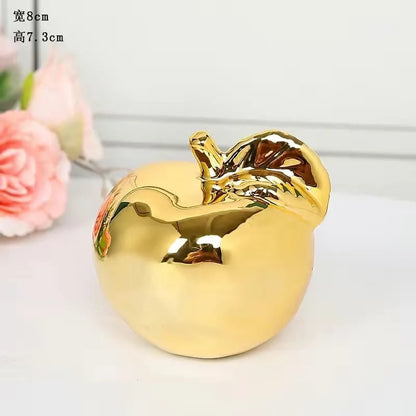 Creative Apple Decorative Items Gilded Ceramic Fruit Craft Living Room Office Desk Apple Sculpture Decorative Items Home Decor