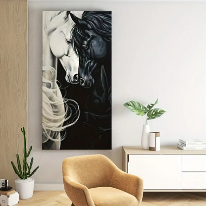 Black horse canvas wall art with 1.5 inch solid wood frame