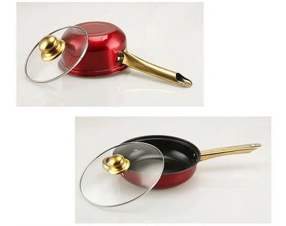 12PCS Red Stainless Steel Cookware