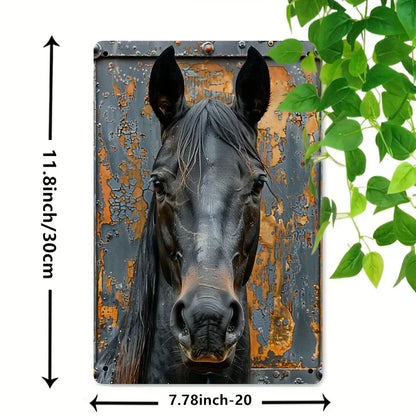"Majestic Horse Portrait Rustic Metal Sign V