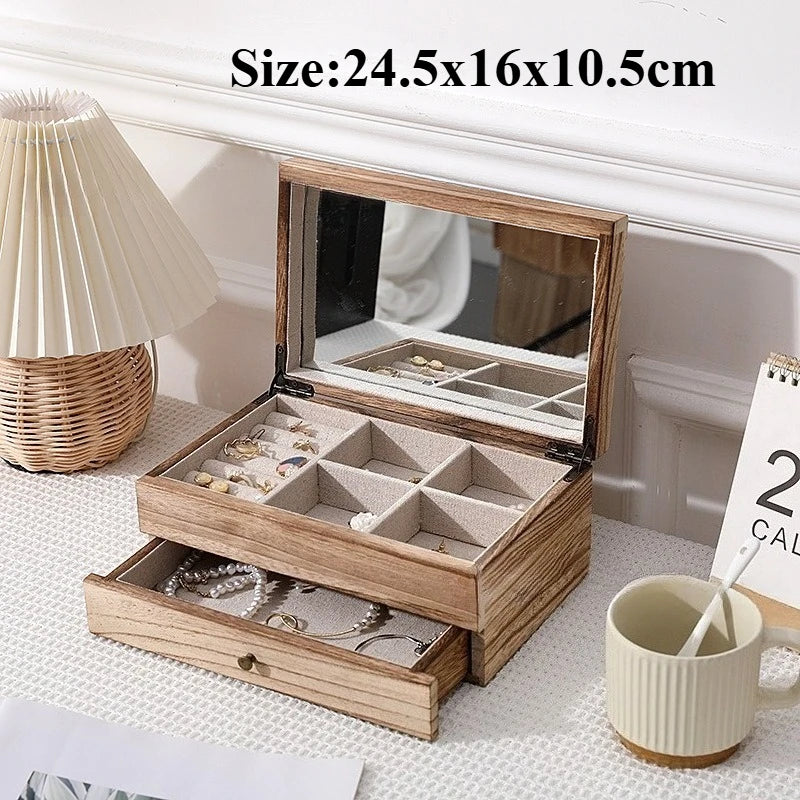 Vintage Jewelry Box Solid Wood Containers