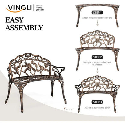 Outdoor Metal Rose Bench