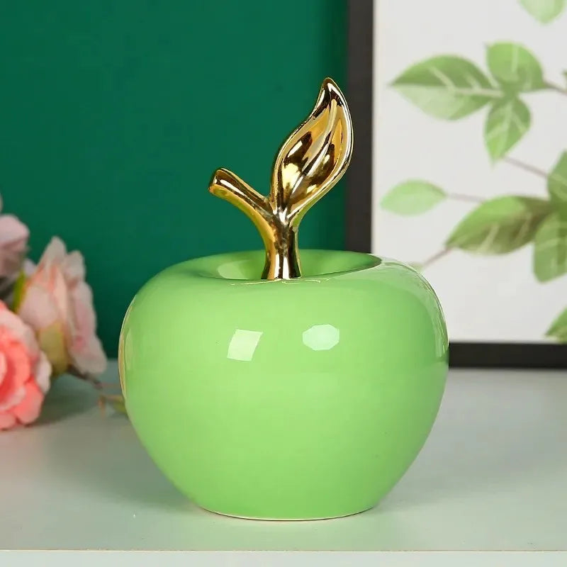 Creative Apple Decorative Items Gilded Ceramic Fruit Craft Living Room Office Desk Apple Sculpture Decorative Items Home Decor