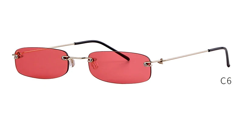 Small Rimless Rectangle Sunglasses
