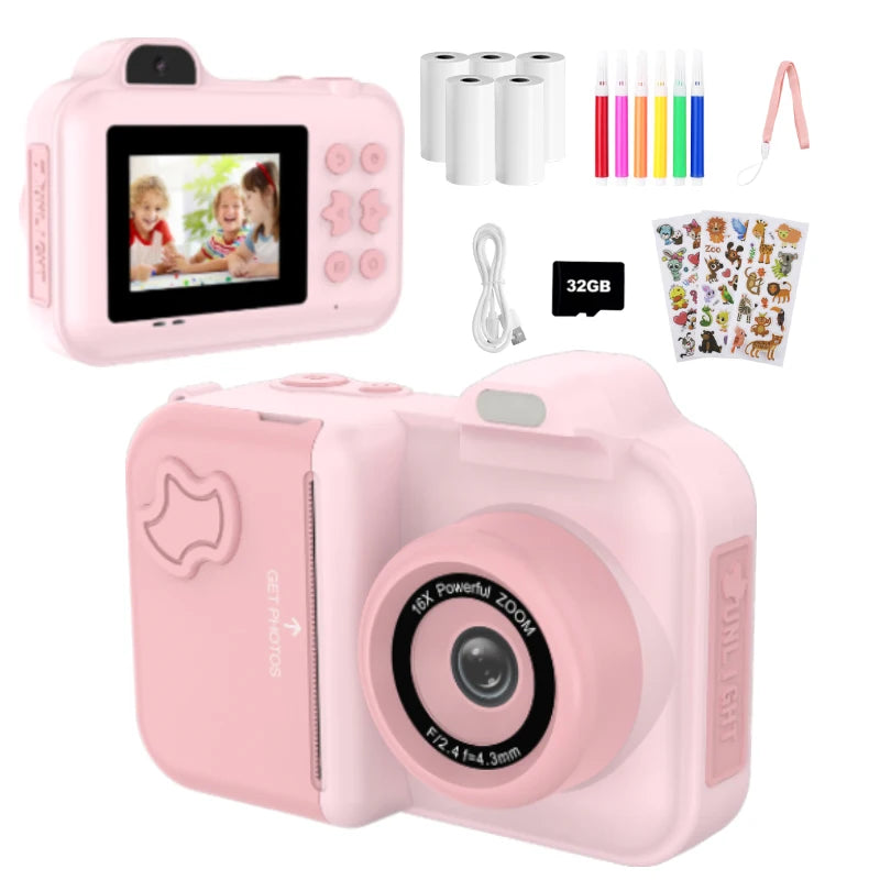 Kids Instant Print Camera Mini Digital Photo Camera Photograph Video Record Camera Toys Birthday Gifts For Children