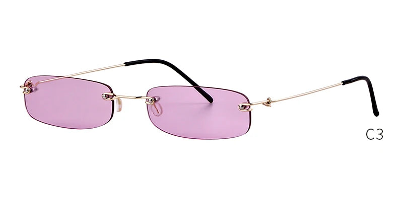 Small Rimless Rectangle Sunglasses