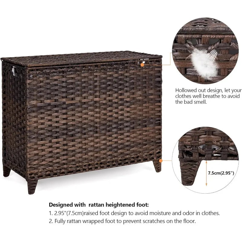 Laundry Hamper with 4 Removable Liner Bags