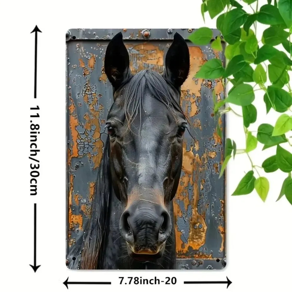 "Majestic Horse Portrait Rustic Metal Sign V
