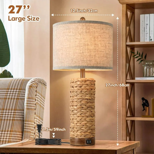 Customizable-Set Of 2 Rattan Table Lamps