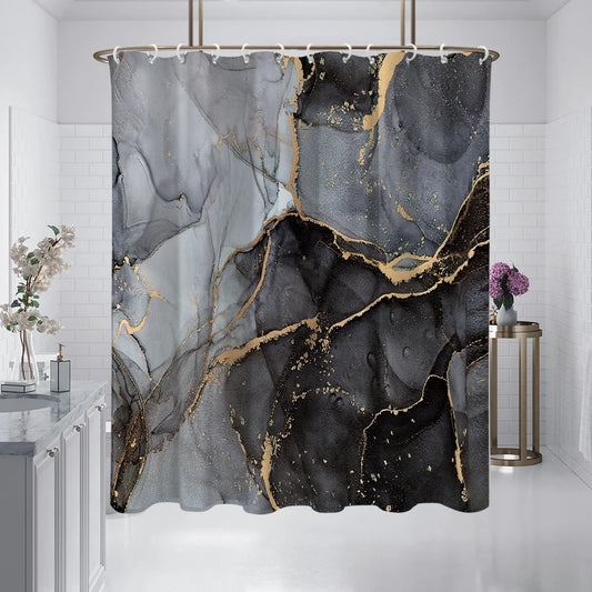 Black Marble Shower Curtain
