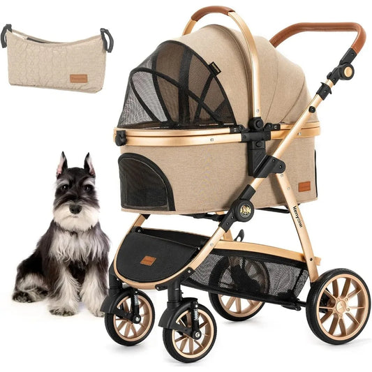 Pet Stroller with Detachable Carrier