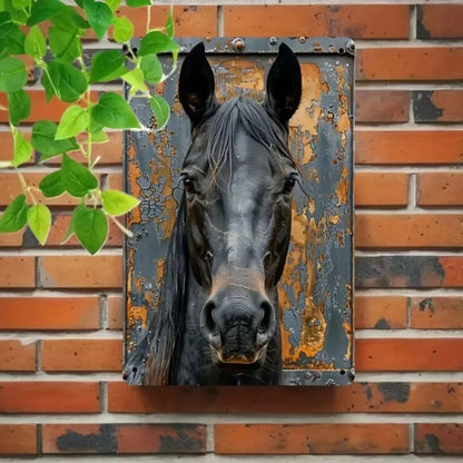 "Majestic Horse Portrait Rustic Metal Sign V